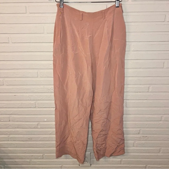 Rena Rowan Vintage Pink Silk Straight Wide Leg Pants, Women’s Size 12 Petite - Picture 5 of 8